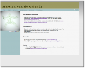 Homepage Martien van de Griendt met online cv