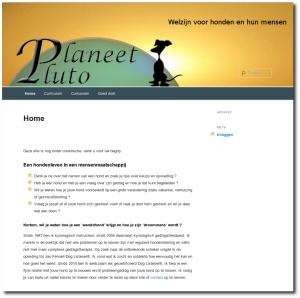 Screenshot van de homepage van Planeet Pluto