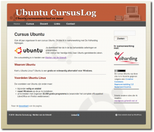 Screenshot van de homepage Ubuntu cursus-site