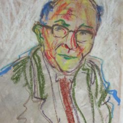 Portret J.C. Bloem - oliepastel en aquarel