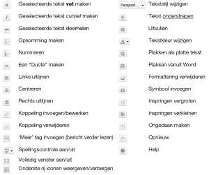 De knoppen van de WordPress editor