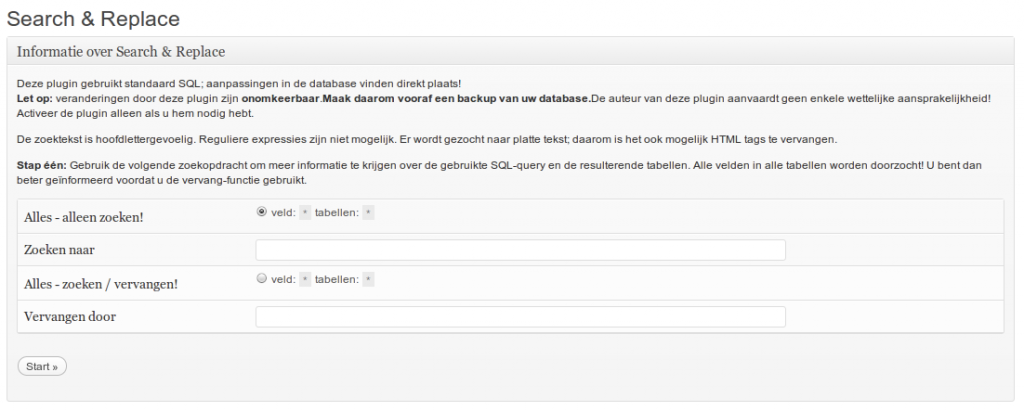 Zoeken in de hele WordPress database Zoeken in de hele WordPress database