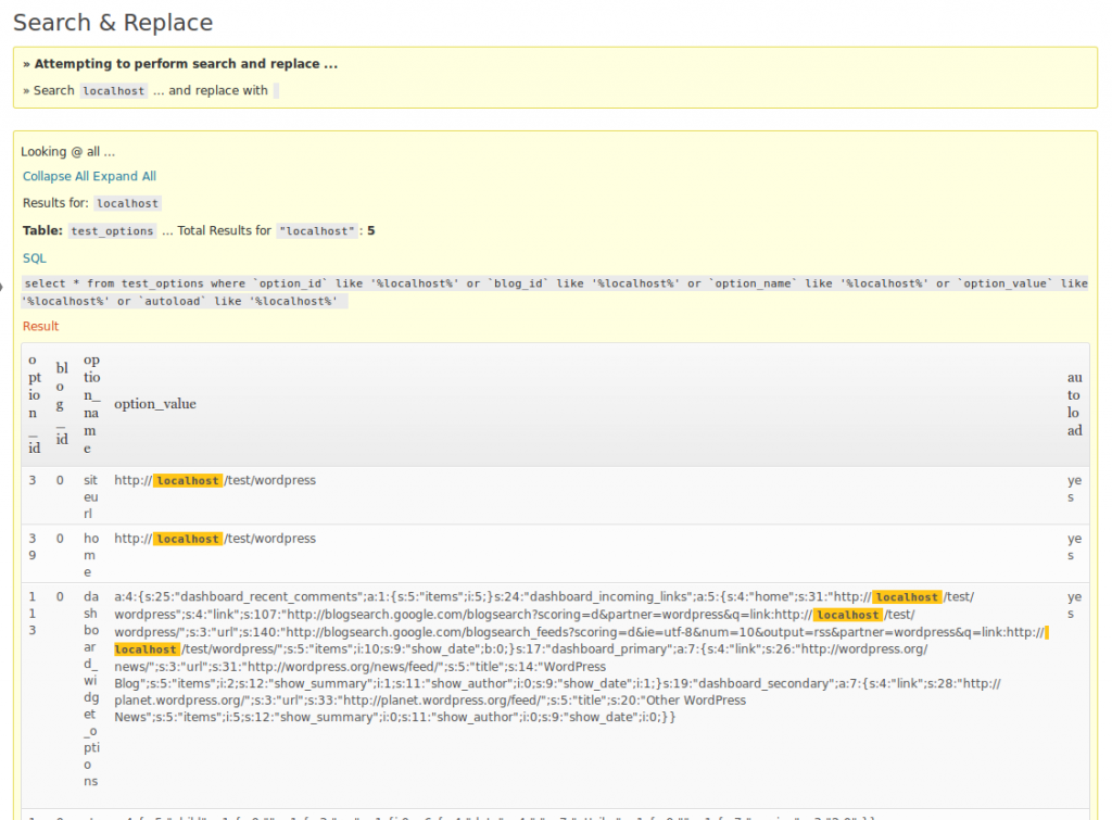 Zoekresultaten Search and Replace Screenshot zoekresultaten Search and Replace